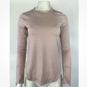 Athleta Sz XXS Uptempo Long Sleeve Athletic Top Pink Polyester Spandex Gym